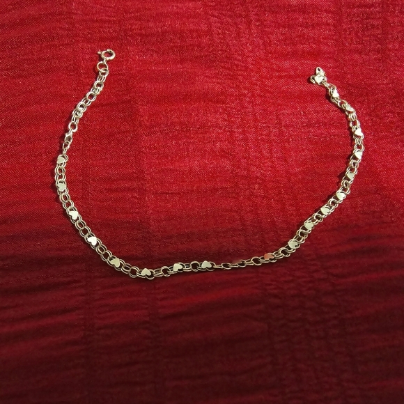 10k Yellow Gold Retro Heart Mirror Bracelet. 8" - Picture 2 of 15